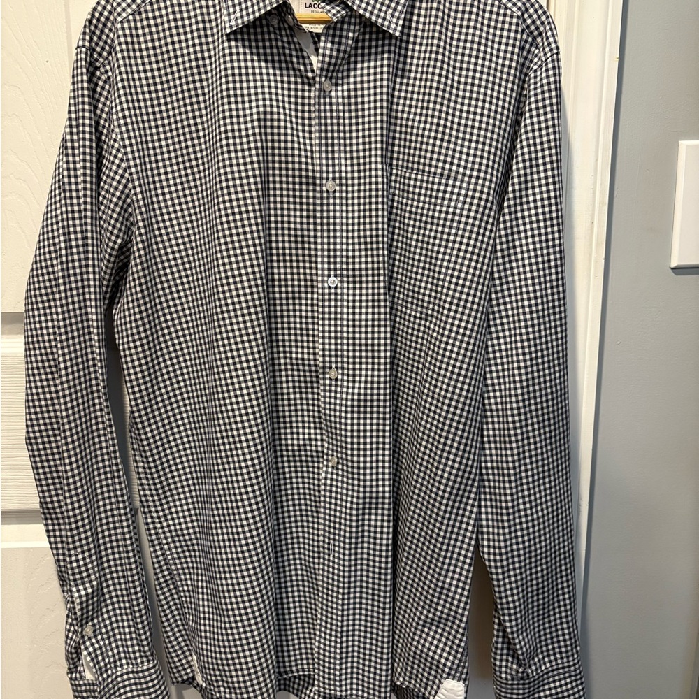 Lacoste Black and White Casual Button Down Shirt